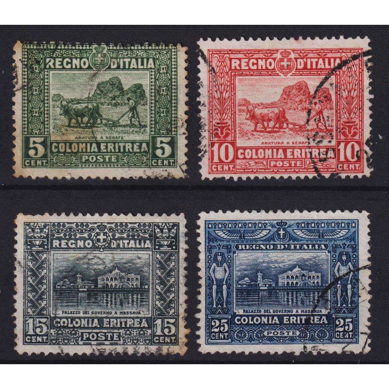 COLONIE ERITREA 1910-14 SOGGETTI AFRICANI 4 V. USATI CON OSSIDO  | ...