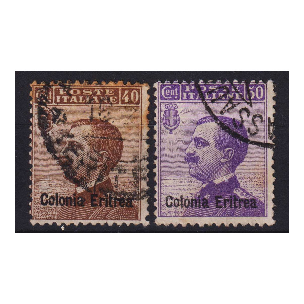 COLONIE ERITREA 1916 MICHETTI 40 CENTESIMI E 50 CENTESIMI USATI CON... COLONIE ERITREA 1916 MICHETTI 40 CENTESIMI E 50 CENTESIMI USATI CON...