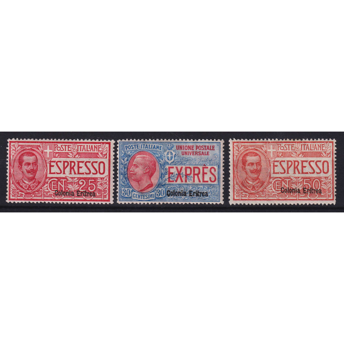 COLONIE ERITREA 1907-21 ESPRESSI 3 V.G.O MH*  | Filatelia Meloni COLONIE ERITREA 1907-21 ESPRESSI 3 V.G.O MH*  | Filatelia Meloni