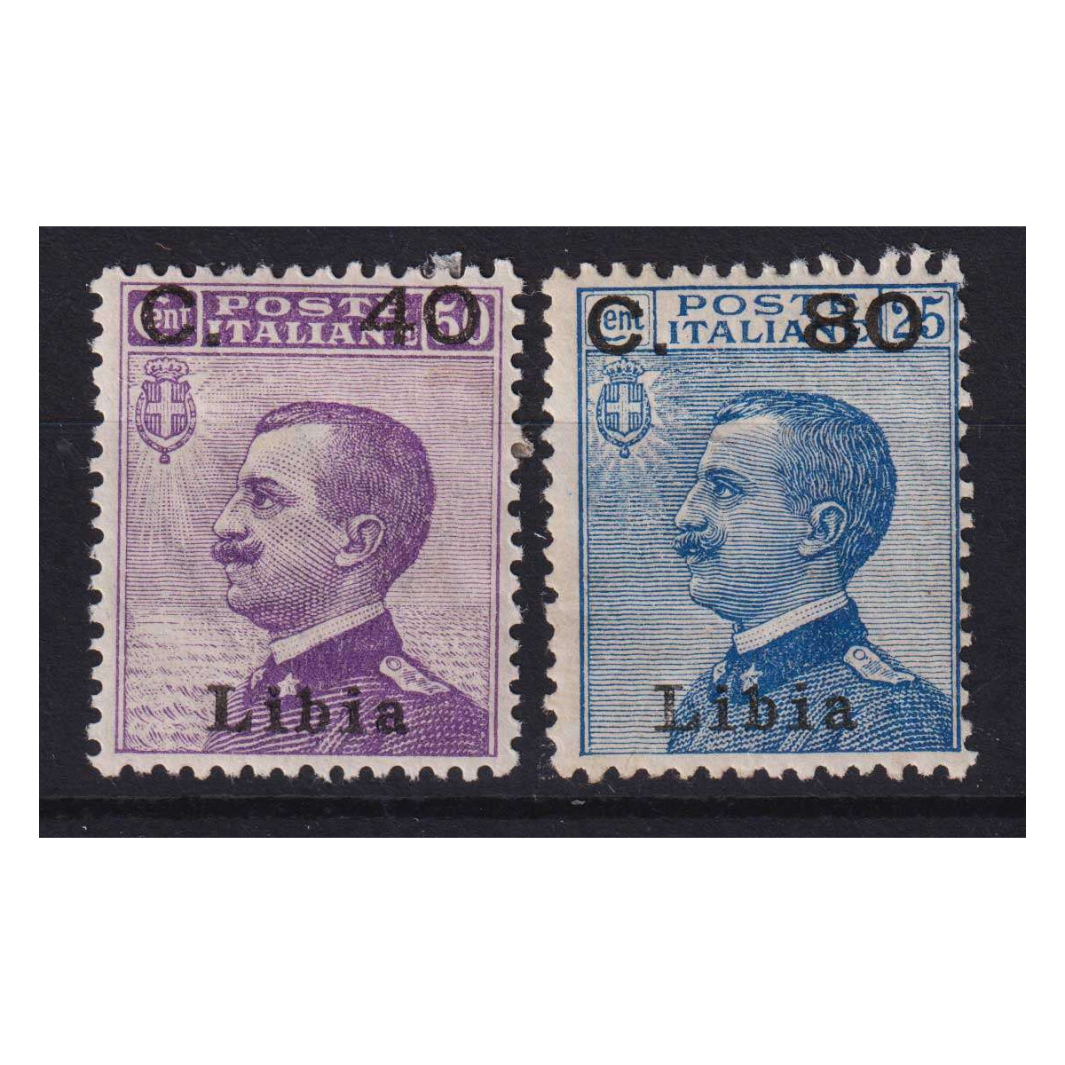 COLONIE LIBIA 1922 MICHETTI SOPRASTAMPATI 2 V. N.38-39 G.O MH* | F... COLONIE LIBIA 1922 MICHETTI SOPRASTAMPATI 2 V. N.38-39 G.O MH* | F...