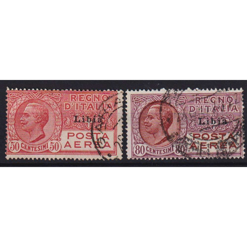 COLONIE LIBIA 1926-29 POSTA AEREA 2 V. N.1-2 USATI  | Filatelia Meloni