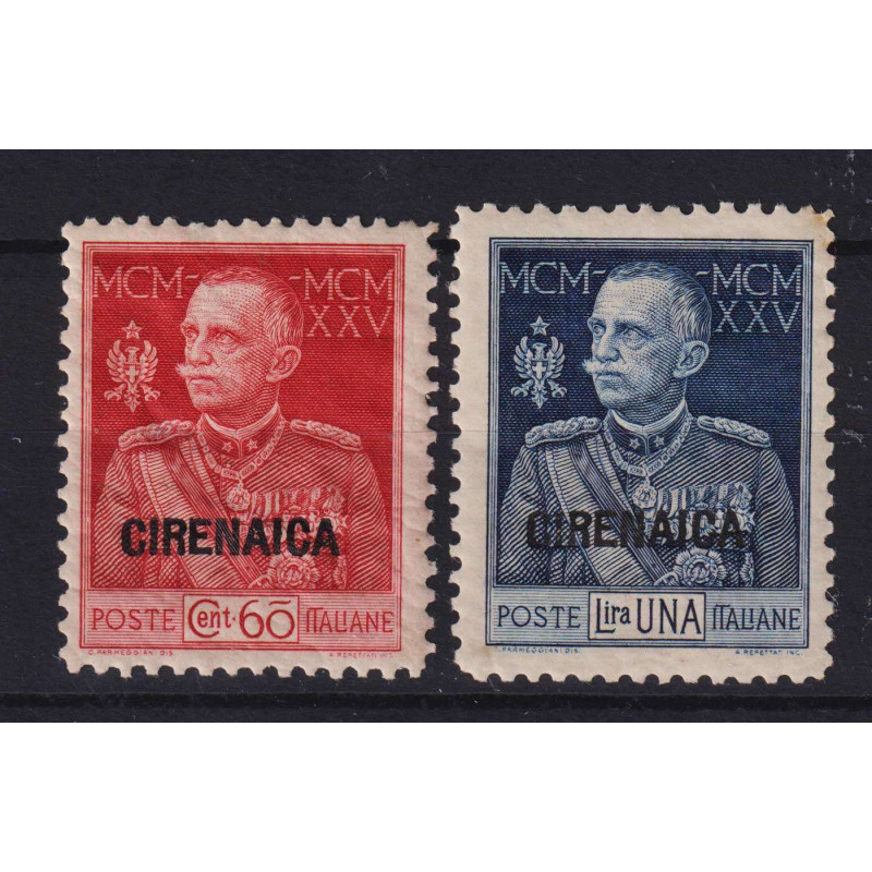 COLONIE CIRENAICA 1925-26 GIUBILEO DEL RE DENT.11 2 V. G.O MH*  | F...