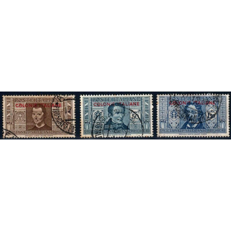 COLONIE EMISSIONI GENERALI 1932 DANTE ALIGHIERI 3 VALORI USATI PIRO...