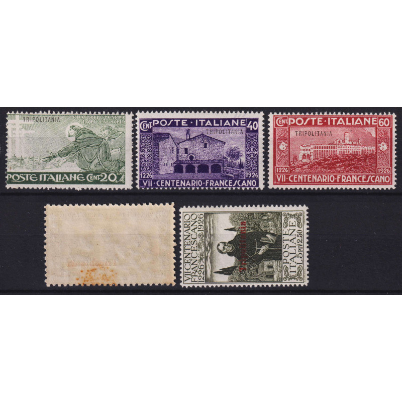 COLONIE TRIPOLITANIA 1926 SAN FRANCESCO 5 V. G.O MH*  | Filatelia M...