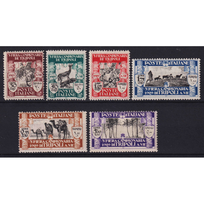 COLONIE LIBIA 1929 III FIERA DI TRIPOLI 6 V. G.O MLH*  | Filatelia ...