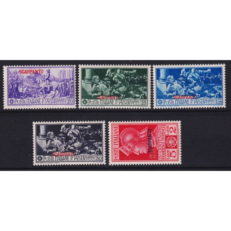 COLONIE EGEO SCARPANTO 1930 FERRUCCI 5 V. G.O MH*  | Filatelia Meloni