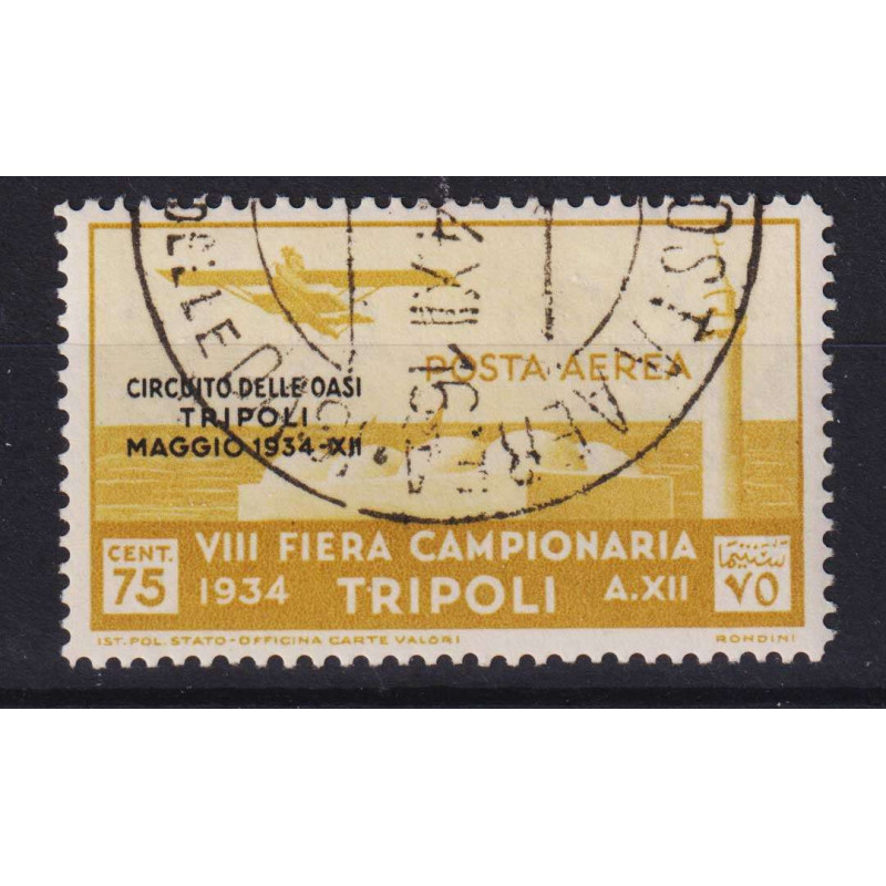 COLONIE TRIPOLITANIA 1934 P/A CIRCUITO DELLE OASI 75 C. N.35 USATO ...