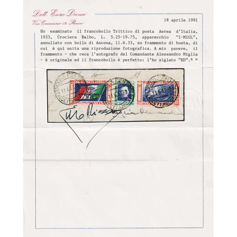 REGNO D' ITALIA 1933 TRITTICI CROCIERA NORD ATLANTICA I – MIGL 2 V....