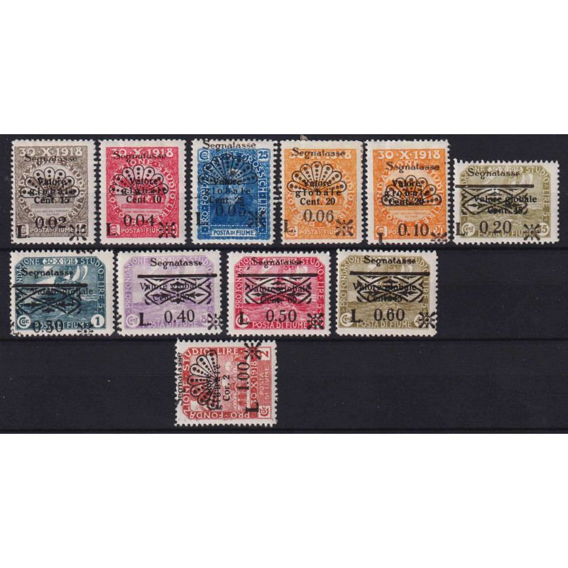 OCCUPAZIONI FIUME 1921 SERIE COMPLETA VALORE GLOBALE N.25-35 G.I MN...