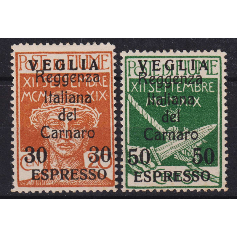 OCCUPAZIONI VEGLIA 1920 ESPRESSI REGGENZA DEL CARNARO 2 V. G.O MH* ...
