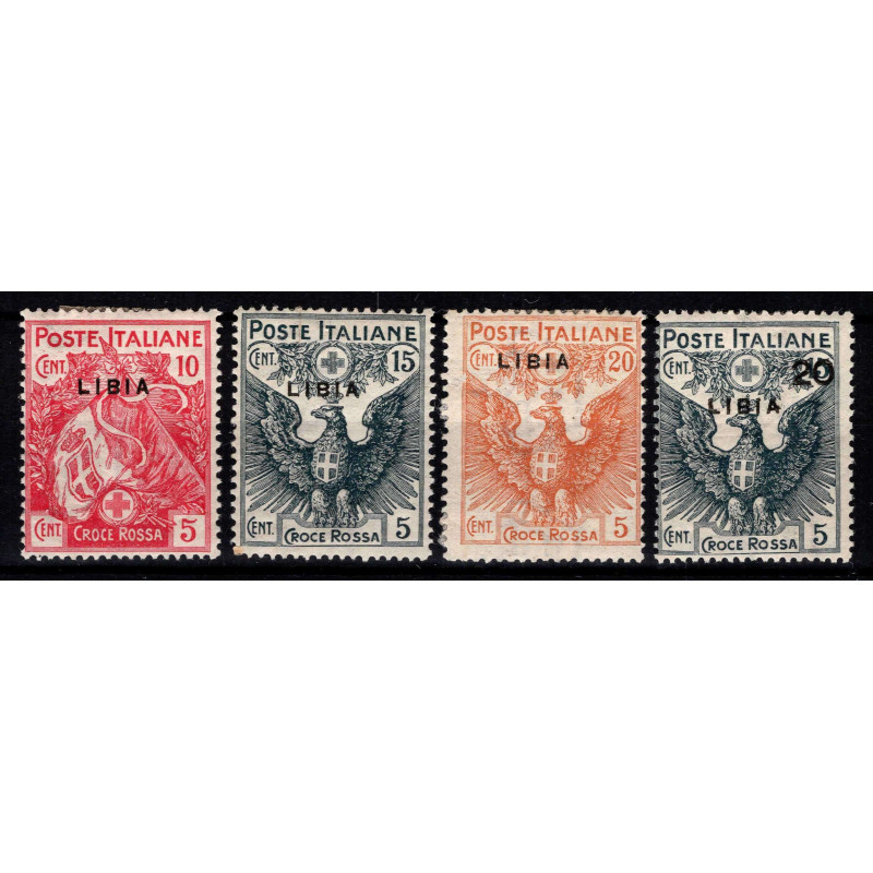 COLONIE LIBIA 1915-16 PRO CROCE ROSSA 4 V. G.O MH*  | Filatelia Meloni