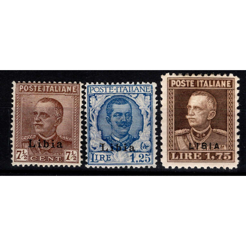 COLONIE LIBIA 1928-29 PARMEGGIANI SOPRASTAMPATI 3 V. G.O MH*  | Fil...