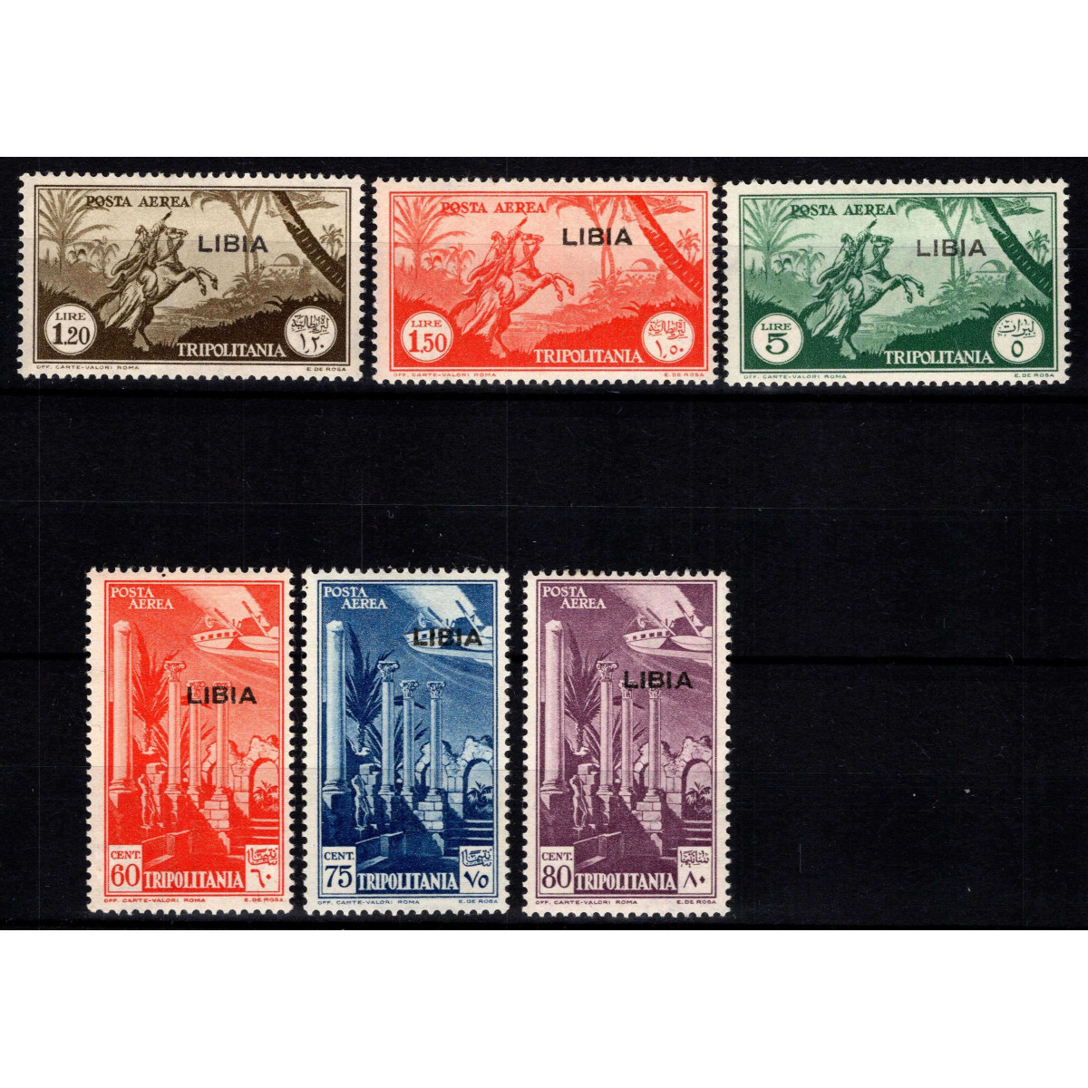 COLONIE LIBIA 1940-41 POSTA AEREA 6 V. N.46-51 G.O MH*  | Filatelia... COLONIE LIBIA 1940-41 POSTA AEREA 6 V. N.46-51 G.O MH*  | Filatelia...