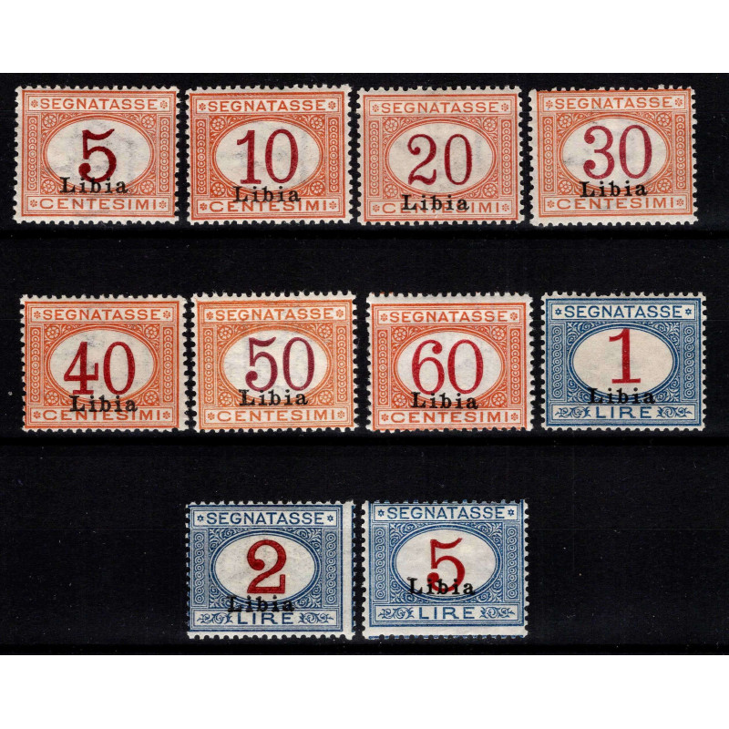 COLONIE LIBIA 1915 SEGNATASSE 10 VALORI G.O MH*  | Filatelia Meloni