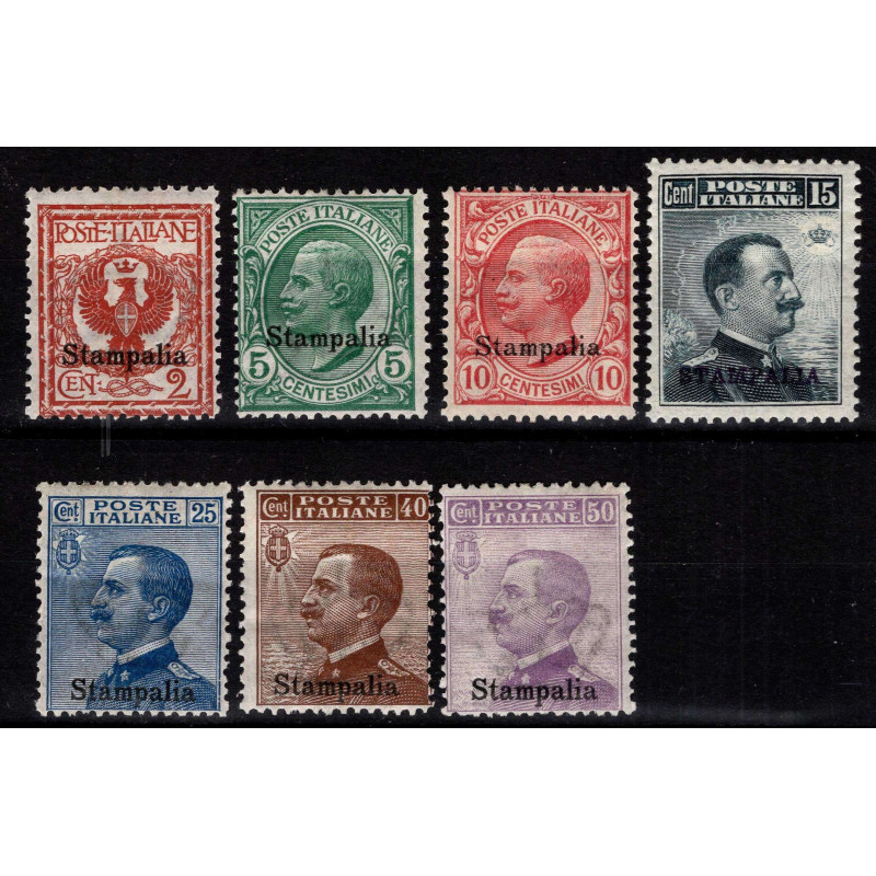 COLONIE EGEO STAMPALIA 1912 SERIE COMPLETA 7 V. G.O MH*  | Filateli...