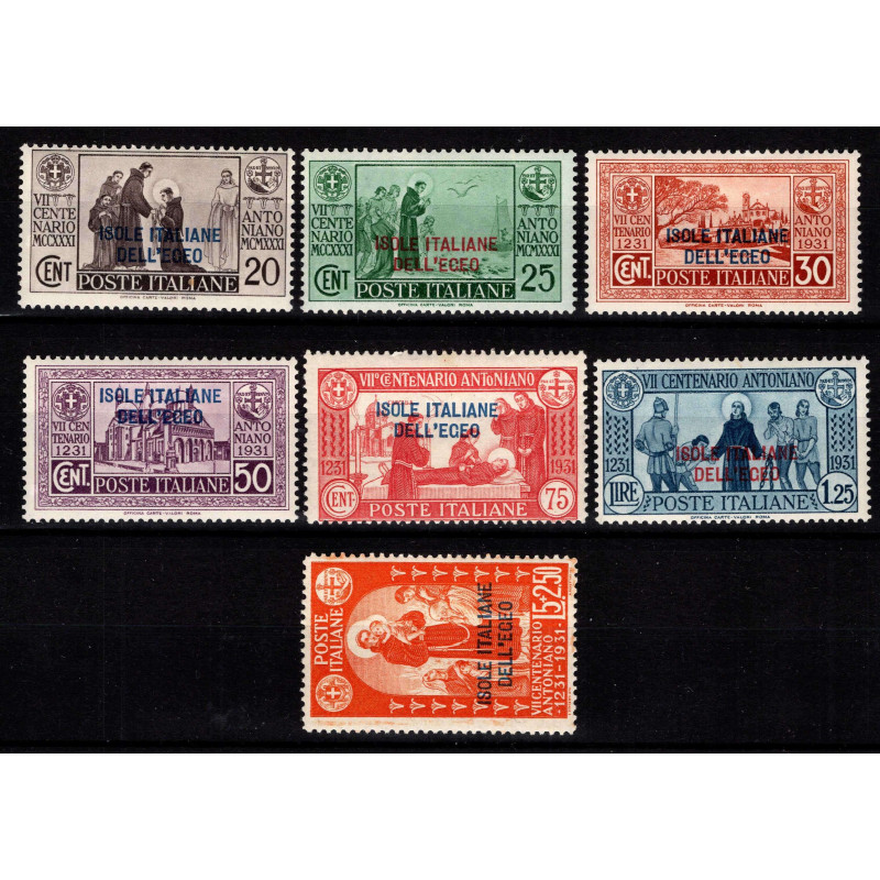 COLONIE EMISSIONI GENERALI 1931 S. ANTONIO 7 VALORI G.O MH*  | Fila...