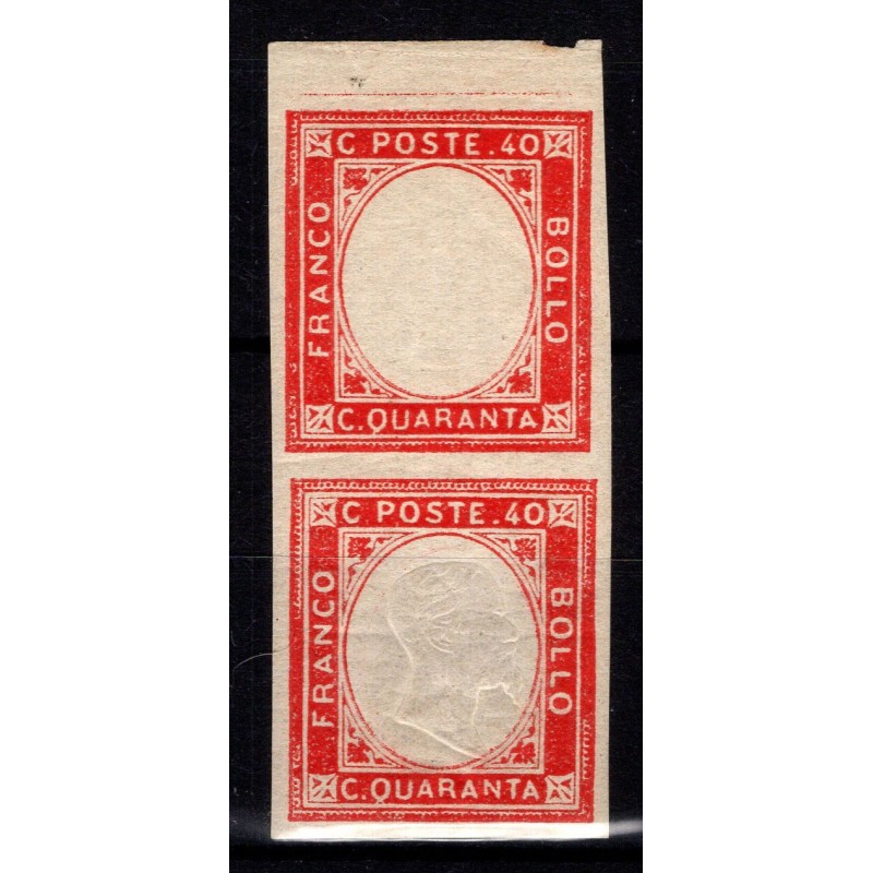 PROVINCE NAPOLETANE 1861 COPPIA 40 CENT. VARIETA' N.4c G.O MLH* CER...