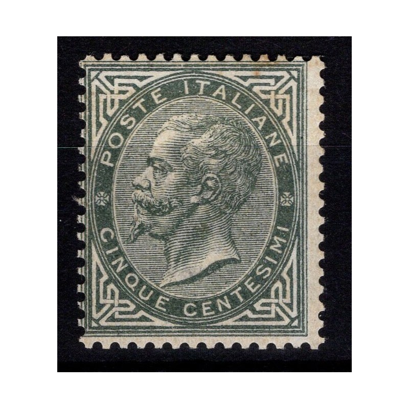 REGNO D'ITALIA 1863-65 5 CENTESIMI LONDRA DE LA RUE N.L16 G.I MNH**...