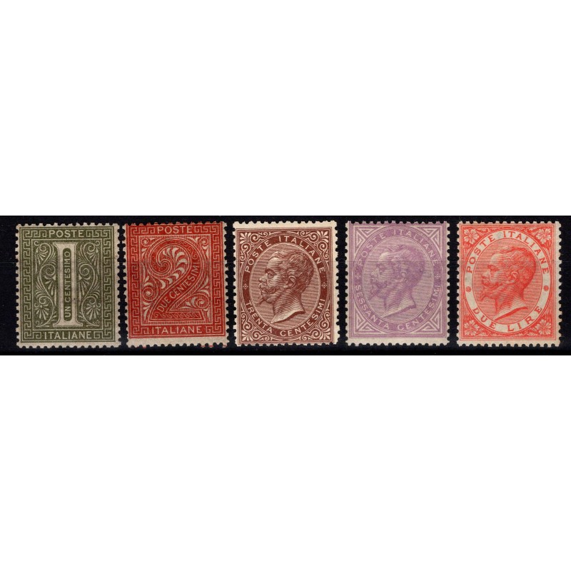 REGNO D'ITALIA 1863-65 SERIETTA TIR. TORINO 5 VALORI G.I MNH**  | F...