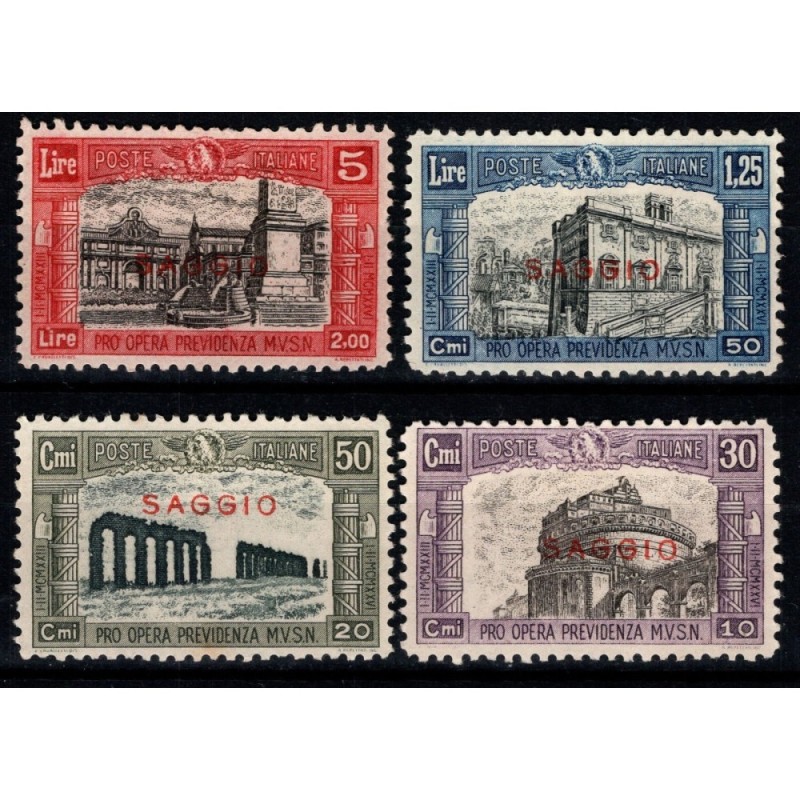 REGNO D'ITALIA 1928 MILIZIA II SOPRASTAMPATI SAGGIO 4 V. G.O MH* CE...