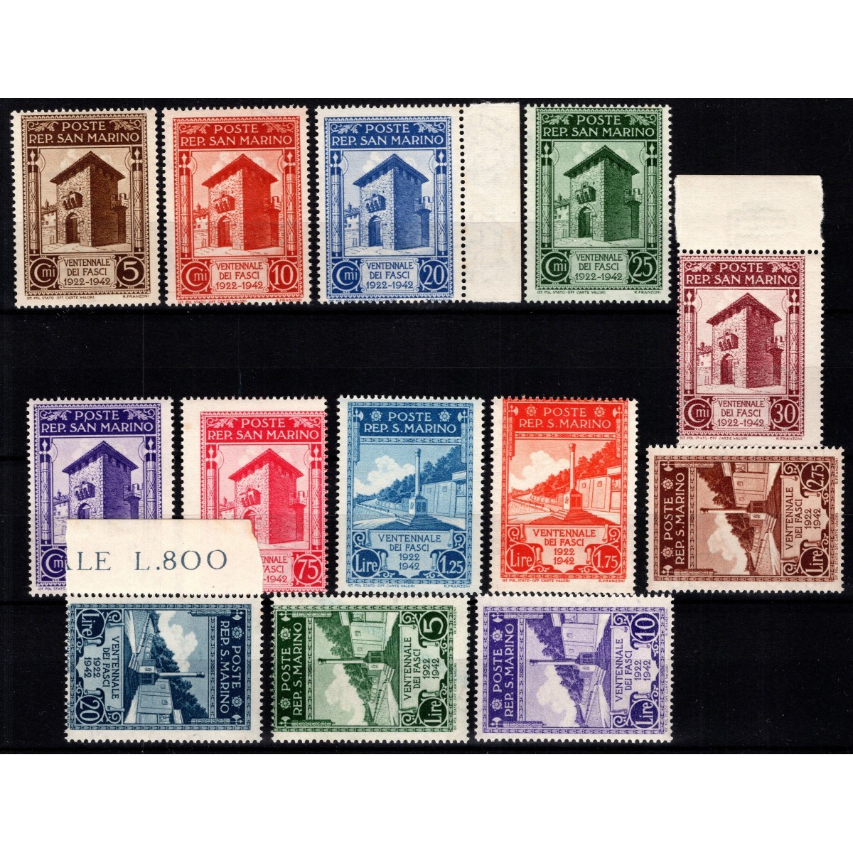 SAN MARINO 1943 VENTENNALE DEI FASCI NON EMESSI 13 V. G.I MNH** | ... SAN MARINO 1943 VENTENNALE DEI FASCI NON EMESSI 13 V. G.I MNH** | ...