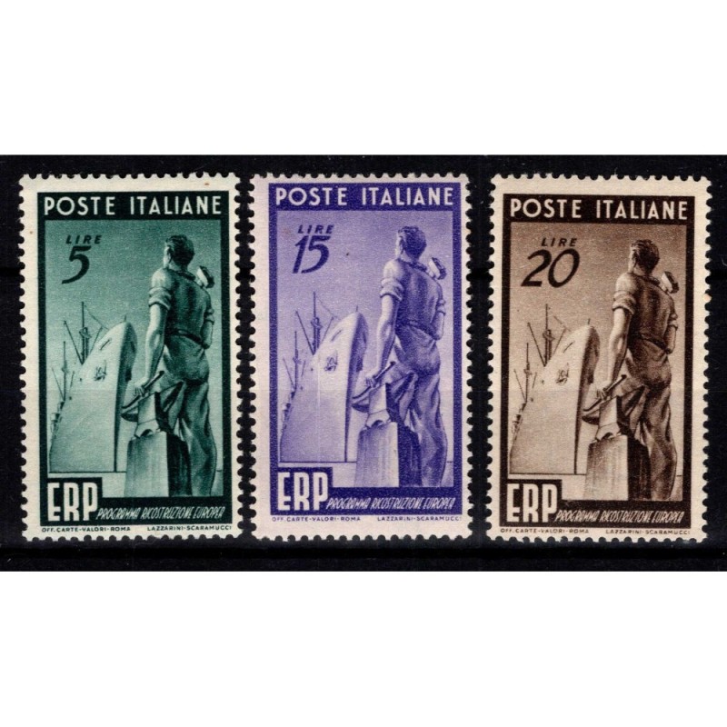 REPUBBLICA 1949 E.R.P. 3 V. G.I MNH**  | Filatelia Meloni