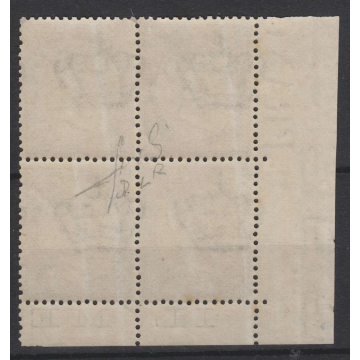 1863 REGNO D' ITALIA 30 c. BRUNO L19 LONDRA QUARTINA ANG. CERT. G.I...