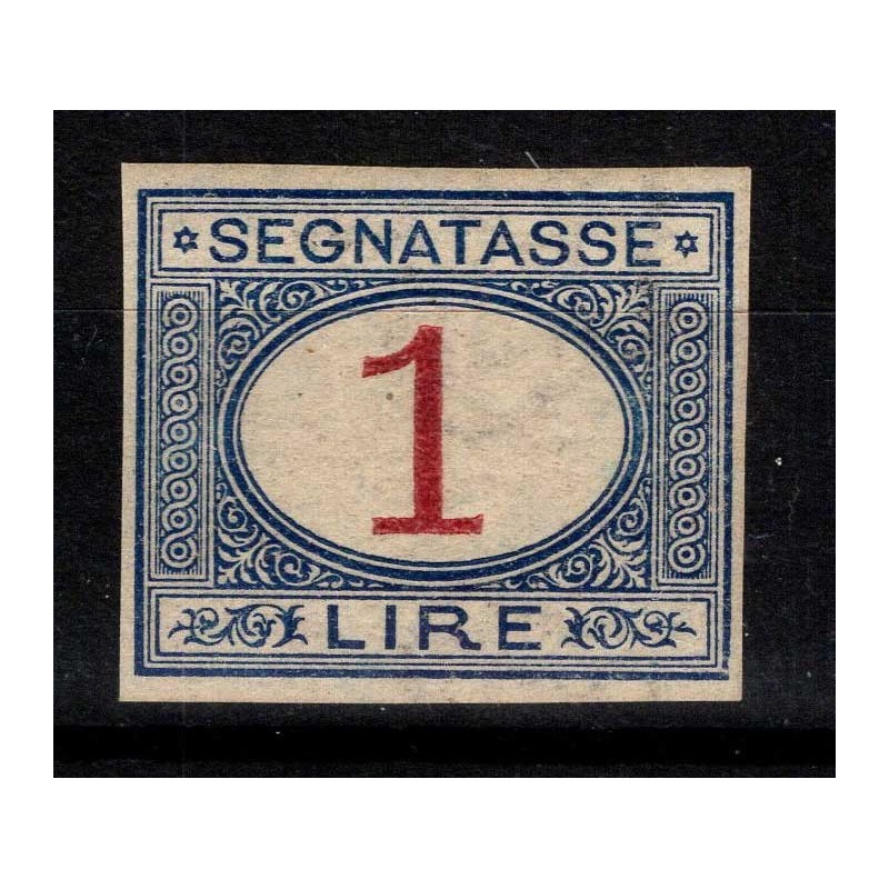 REGNO D'ITALIA 1890-94 SEGNATASSE 1 LIRA NON DENTELATA N.27g G.I MN...