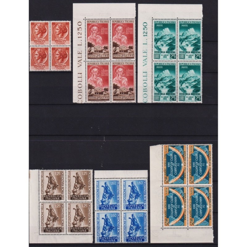 REPUBBLICA 1953 QUARTINE ANNATA COMPLETA 27 VALORI G.I MNH**  | Fil...