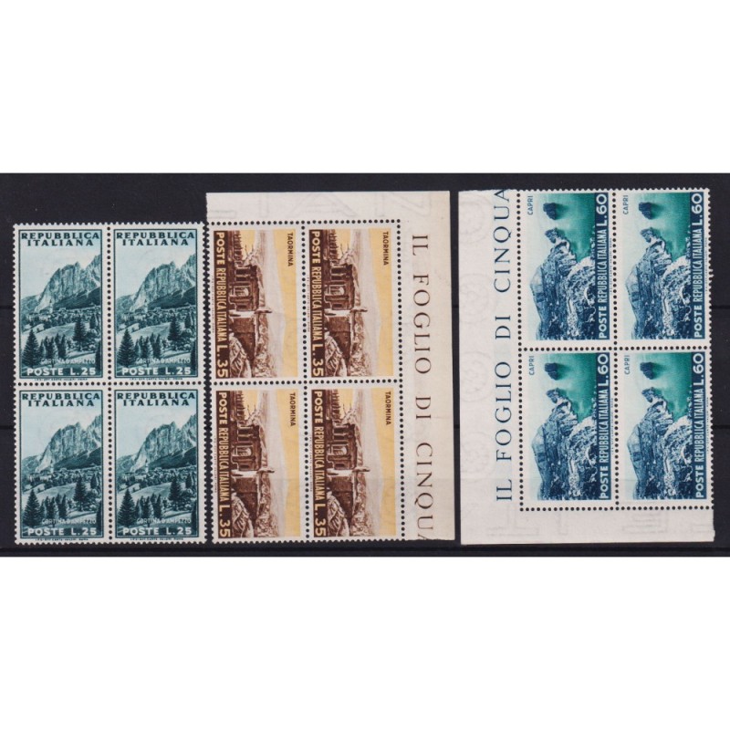 REPUBBLICA 1953 QUARTINE ANNATA COMPLETA 27 VALORI G.I MNH**  | Fil...