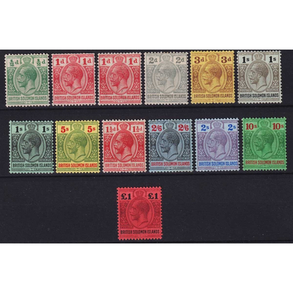 COLONIE INGLESI ISOLE SALOMONE 1914 GIORGIO V 1 POUND N.38 G.O MLH*... COLONIE INGLESI ISOLE SALOMONE 1914 GIORGIO V 1 POUND N.38 G.O MLH*...