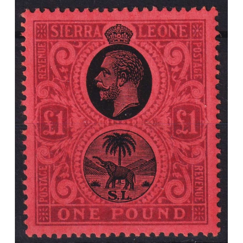 COLONIE INGLESI SIERRA LEONE 1912 GIORGIO V 1 POUND N.128 G.O MLH* ...