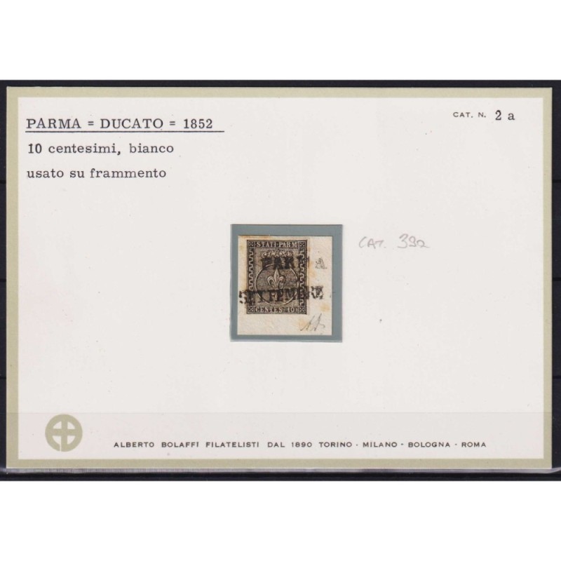 PARMA 1852 10 CENTESIMI BIANCO N.2 USATO SIGLATO  | Filatelia Meloni