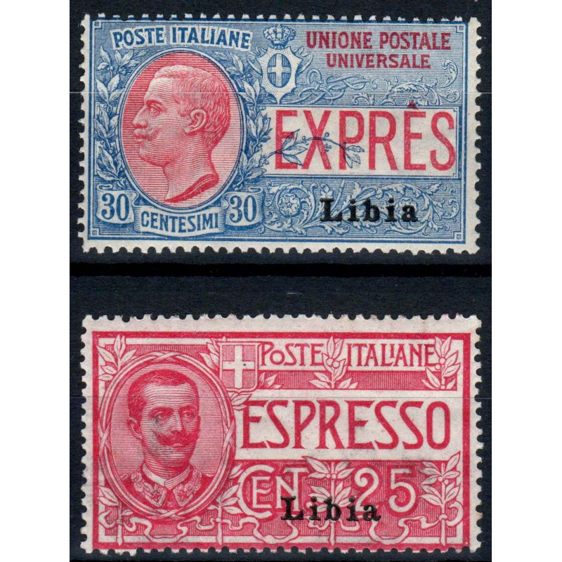 COLONIE LIBIA 1915 ESPRESSI D'ITALIA SOPR. I TIPO N.1-2 G.I MNH**  ...