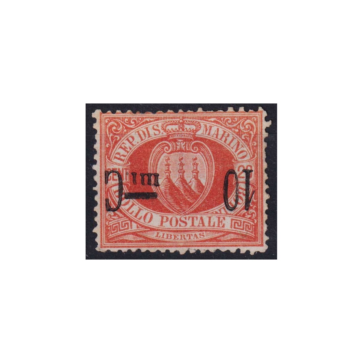 SAN MARINO 1892 STEMMA 10 C. SU 20 C. N.10B G.I. MNH** CENTRATO CER... SAN MARINO 1892 STEMMA 10 C. SU 20 C. N.10B G.I. MNH** CENTRATO CER...