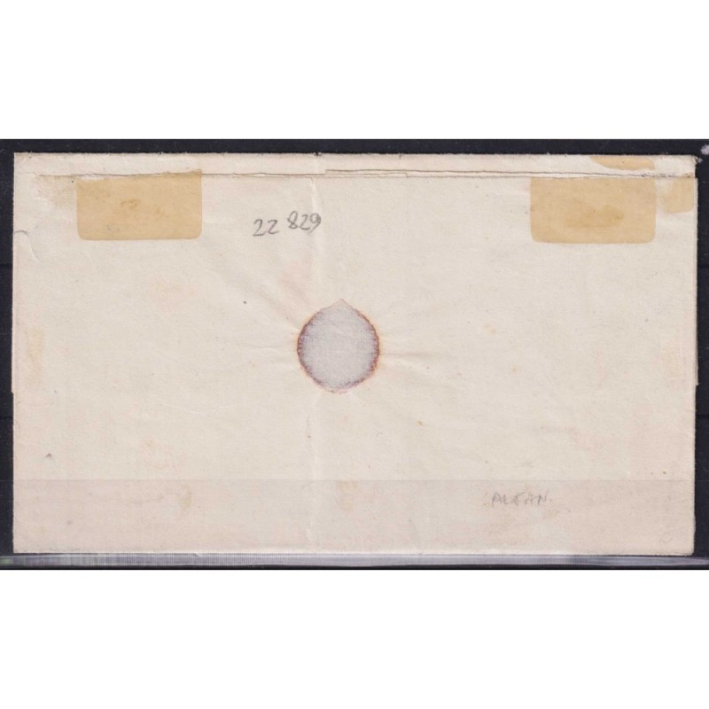 SICILIA 1859 2 GRANA AZZURRO OLTREMARE II TAV. N.7d SU BUSTA CERT. ...