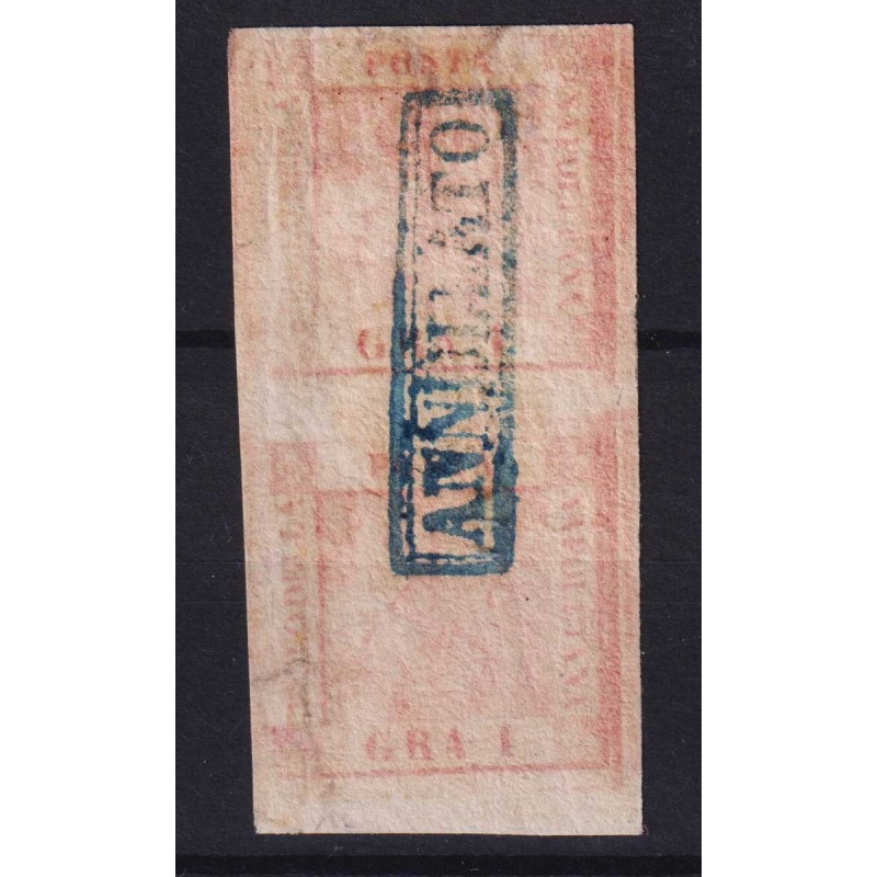 NAPOLI 1858 COPPIA 1 GR. STAMPA RECTO VERSO N.3d US. CERT.  | Filat...