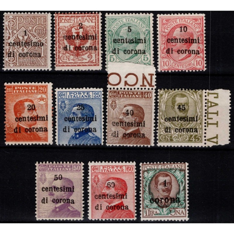 OCCUPAZIONI TRENTO E TRIESTE 1919 SERIE COMPLETA 11 V. G.I MNH**  |...