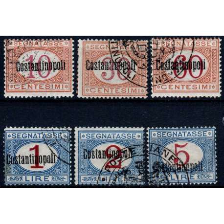 1922 LEVANTE COSTANTINOPOLI SEGNATASSE SOPR. 6 V. S.18 CERT. G.I. MNH**/G.O.MH* Colonie e Occupazioni francobolli filatelia ...