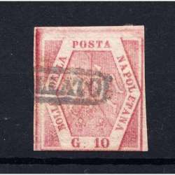 NAPOLI 1858 STEMMA DELLE DUE SICILIE 10 GRANA N.11b USATO FIRMATO RAYBAUDI Sicilia francobolli filatelia stamps
