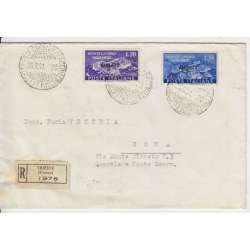 1951 TRIESTE "A" RICOSTRUZIONE ABBAZIA MONTECASSINO 2 V. S.19 SU BUSTA VIAGGIATA Trieste Zona "A" francobolli filatelia stamps