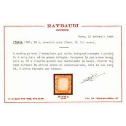 REGNO D'ITALIA 1862 10 CENTESIMI NON DENTELLATO IN BASSO N.1h G.I MNH** CERT. regno d' Italia francobolli filatelia stamps