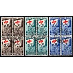 1951 REPUBBLICA CONCORSI GINNICI 3 V. IN QUARTINE S.147 CERT. US. repubblica italiana francobolli filatelia stamps