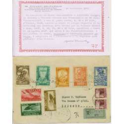 1947 RARA BUSTA VIAGGIATA CON VIGNETTE PRO VENEZIA GIULIA CERTIFICATO Occupazioni francobolli filatelia stamps