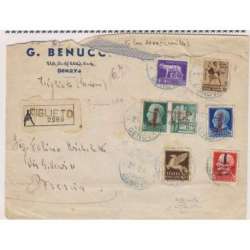 1944 PROPAGANDA DI GUERRA 25 c. SOPR. PROVA n.P4 + COMPL. BUSTA VIAGGIATA Occupazioni francobolli filatelia stamps