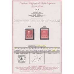 1925 REGNO GIUBILEO 60 c. L13 ½ STAMPA RECTO-VERSO n.186a CERT. G.I. MNH** regno d' Italia francobolli filatelia stamps