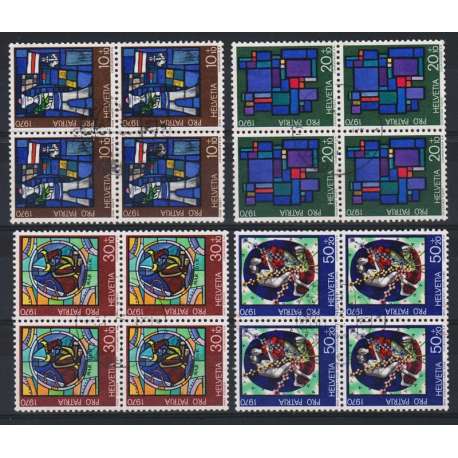 1970 SVIZZERA PRO PATRIA 4 V. IN QUARTINE US. Svizzera francobolli filatelia stamps