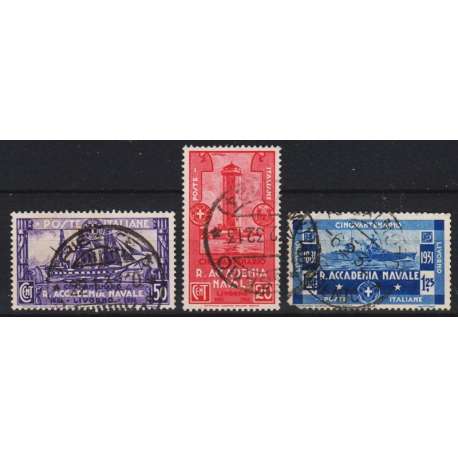 1931 ACCADEMIA NAVALE DI LIVORNO 3 V. (S60) 1,25 LIRE DIFETTOSO US. regno d' Italia francobolli filatelia stamps