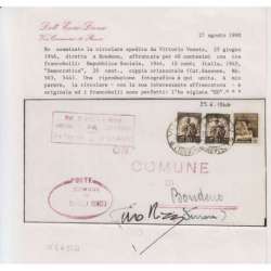 REPUBBLICA SOCIALE 1944-45 N.503 RARO USO TARDIVO CON DEMOCRATICA SU BUSTA CERT. R.S.I. e Luogotenenza francobolli filatelia...