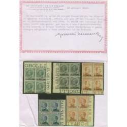 LEVANTE COSTANTINOPOLI 1921 5 V. IN QUARTINE Nn. 28/32 CERT. G.I. MNH** Occupazioni francobolli filatelia stamps